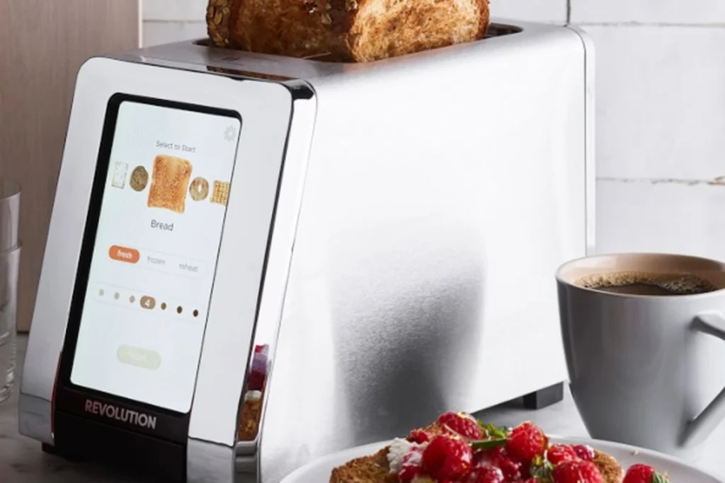 Smart kitchen and cooking device with connected controls and temperature monitoring