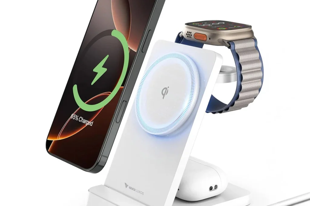 Connected accessory for consumer electronics with wireless charging
