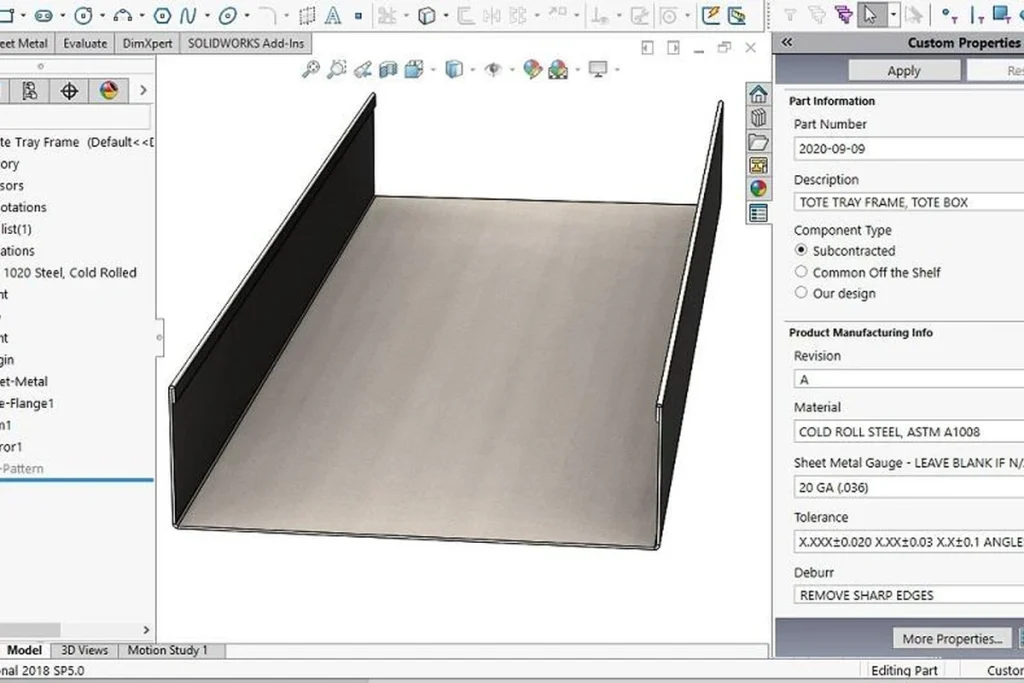 Sheet metal product design and design for manufacturing engineering review