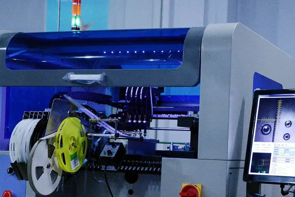 SMT electronics assembly line mounting components onto printed circuit boards